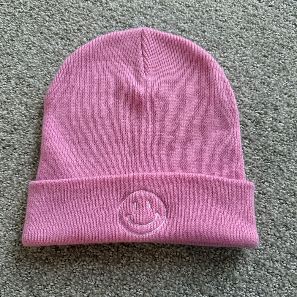 Pink Smiley Face Beanie